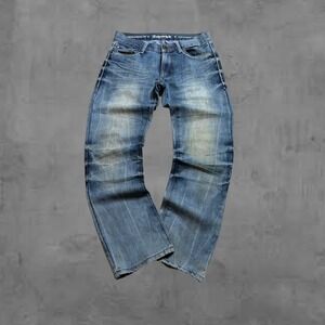 Mens Brand Jeans Slim Straight Blue Wash Denim Pants Size 32x30